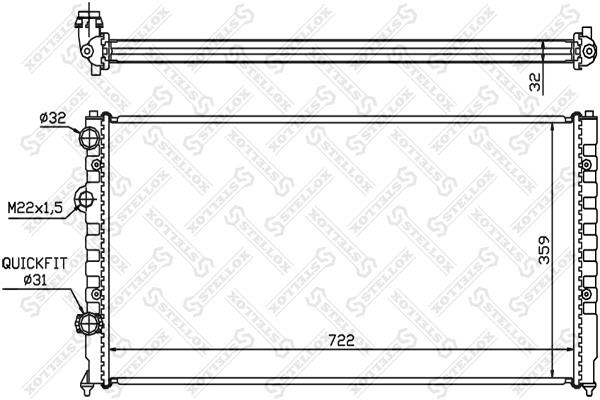 Stellox 10-25073-SX Engine cooling radiator 1025073SX 1025073SX Stellox Engine cooling radiator