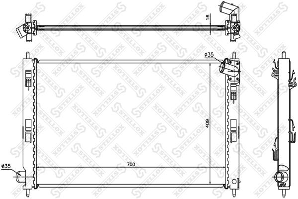Stellox 10-25349-SX Engine cooling radiator 1025349SX 1025349SX Stellox Engine cooling radiator