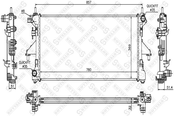 Oil Cooler Fiat: 1025355SX Stellox Engine cooling radiator