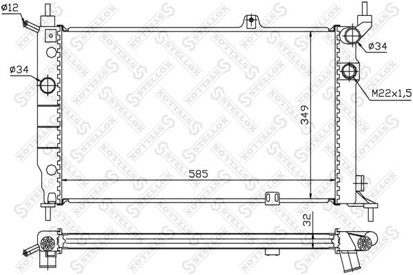 Stellox 10-25416-SX Engine cooling radiator 1025416SX 1025416SX Stellox Engine cooling radiator