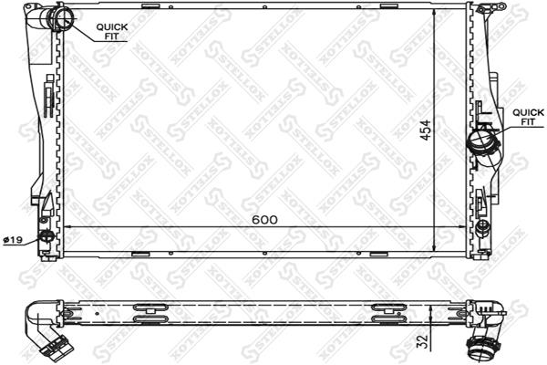 Stellox 10-25581-SX Engine cooling radiator 1025581SX 1025581SX Stellox Engine cooling radiator