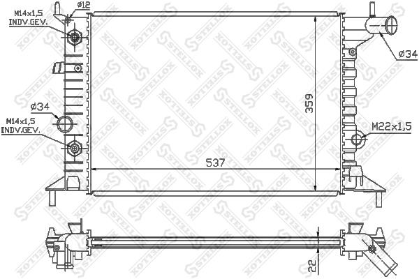 Stellox 10-26013-SX Engine cooling radiator 1026013SX 1026013SX Stellox Engine cooling radiator
