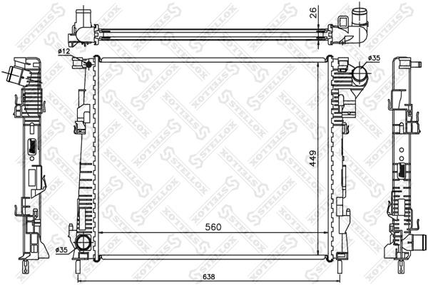 Stellox 10-26061-SX Engine cooling radiator 1026061SX 1026061SX Stellox Engine cooling radiator