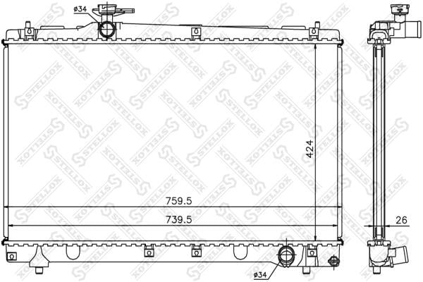 Oil Cooler Toyota: 1026320SX Stellox Engine cooling radiator