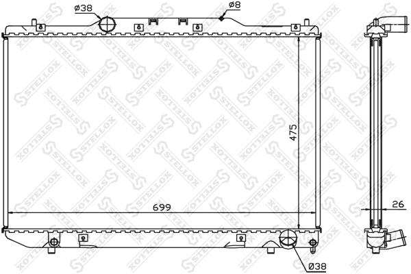 Stellox 10-26386-SX Engine cooling radiator 1026386SX 1026386SX Stellox Engine cooling radiator