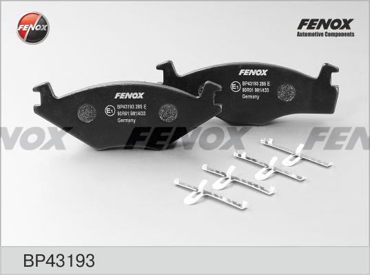 Fenox BP43193 Brake Pad Set, disc brake BP43193