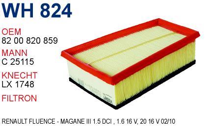 Wunder WH824 Air filter WH824