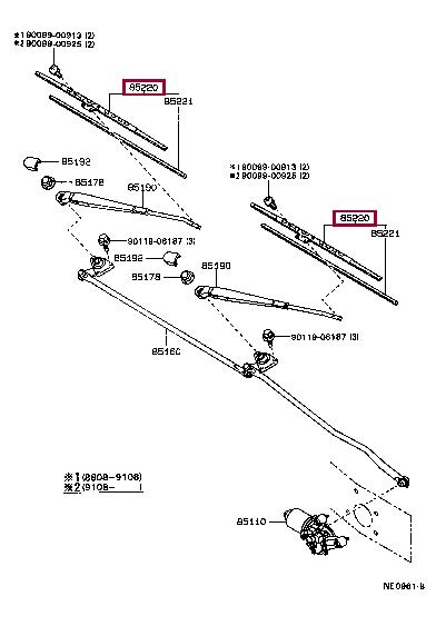 Toyota 85222-35051 Wiper Blade 8522235051 8522235051 Toyota Wiper Blade