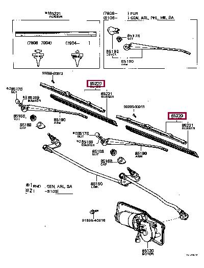 Toyota 85220-89107 Wiper Blade 8522089107 8522089107 Toyota Wiper Blade