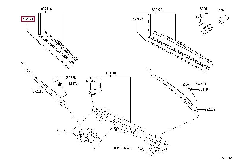 Wiper blade rubber, 500 mm Toyota 85214-60120