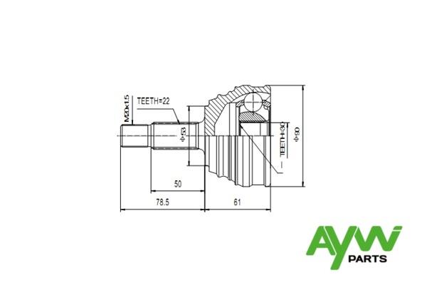 Aywiparts AW1510080A CV joint AW1510080A