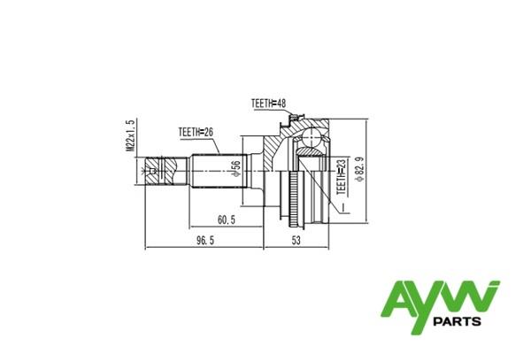 Aywiparts AW1510094A CV joint AW1510094A