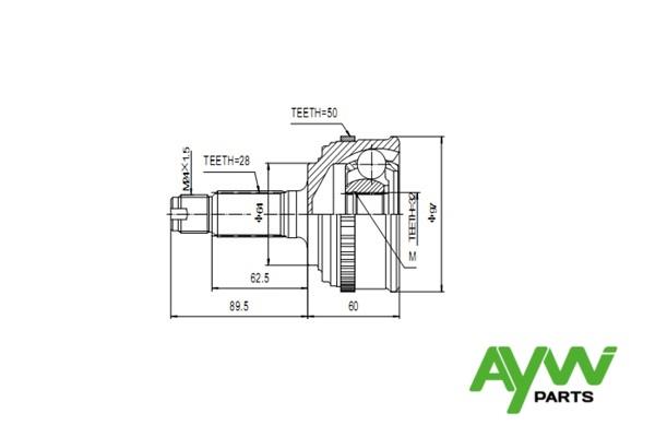 Aywiparts AW1510156A CV joint AW1510156A
