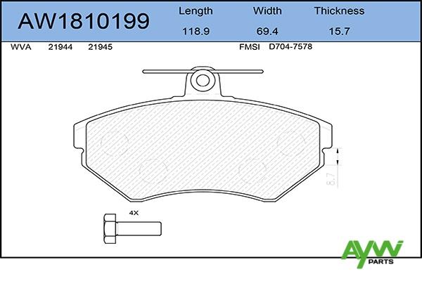 Aywiparts AW1810199 Brake Pad Set, disc brake AW1810199