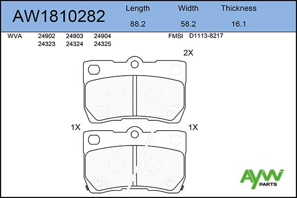 Aywiparts AW1810282 Brake Pad Set, disc brake AW1810282
