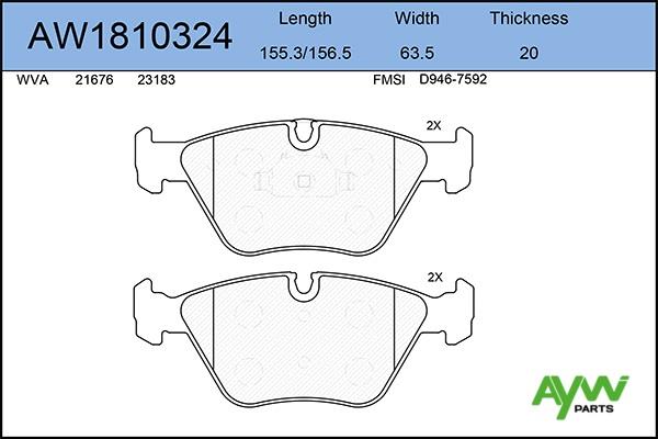 Aywiparts AW1810324 Brake Pad Set, disc brake AW1810324
