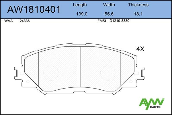 Aywiparts AW1810401 Brake Pad Set, disc brake AW1810401
