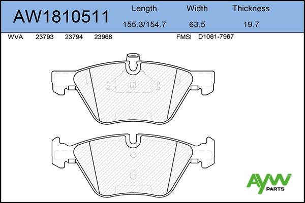 Aywiparts AW1810511 Brake Pad Set, disc brake AW1810511