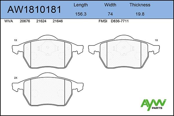 Aywiparts AW1810181 Brake Pad Set, disc brake AW1810181