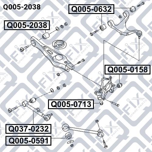 Silent block, rear lower arm Q-fix Q005-2038