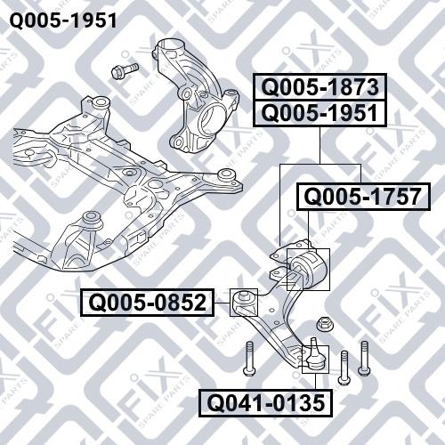 Silent block, front lower arm, rear right Q-fix Q005-1951