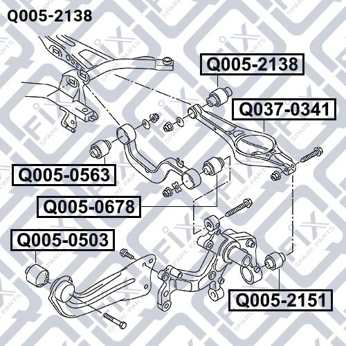 Silent block, rear lower arm, inner Q-fix Q005-2138