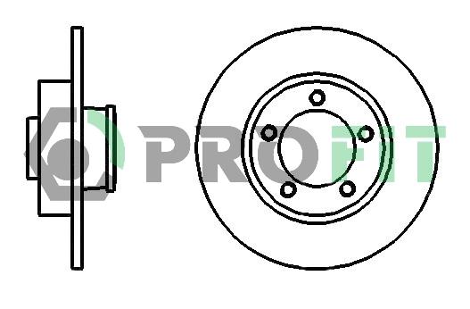 Profit 5010-1498 Rear brake disc, non-ventilated 50101498