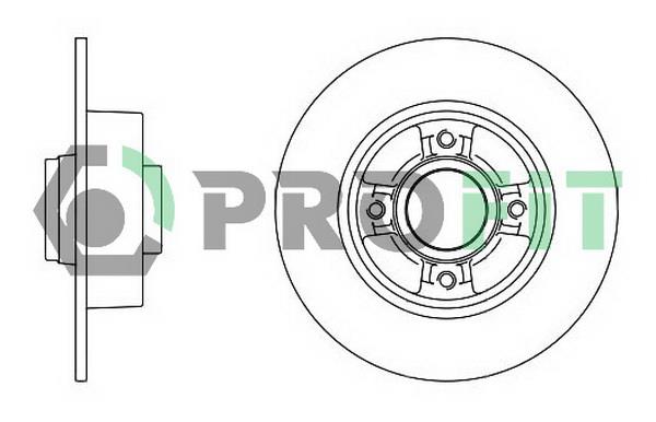 Profit 5010-1369 Rear brake disc, non-ventilated 50101369