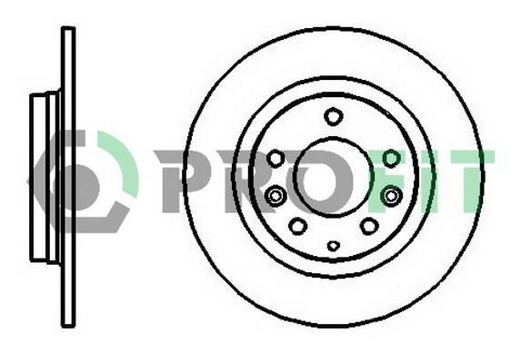 Profit 5010-1500 Rear brake disc, non-ventilated 50101500