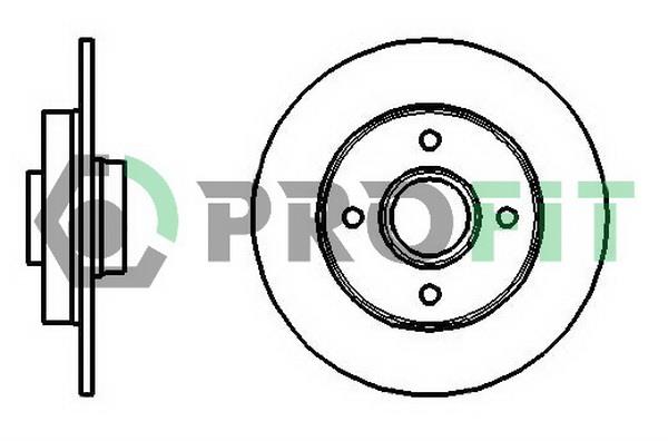 Profit 5010-1523 Rear brake disc, non-ventilated 50101523