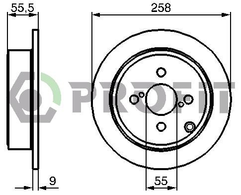 Profit 5010-1419 Rear brake disc, non-ventilated 50101419