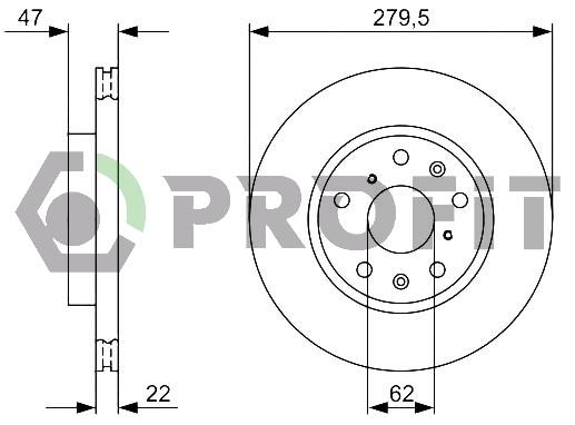Profit 5010-1620 Front brake disc ventilated 50101620
