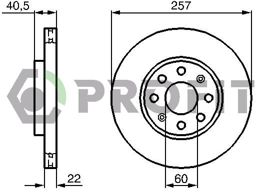 Profit 5010-1304 Front brake disc ventilated 50101304