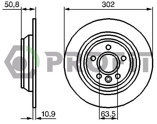 Profit 5010-1635 Front brake disc ventilated 50101635