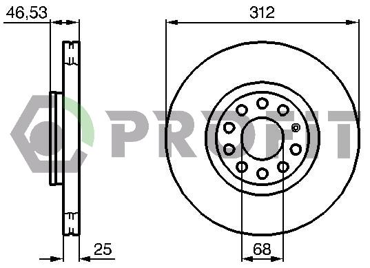 Profit 5010-1707 Front brake disc ventilated 50101707