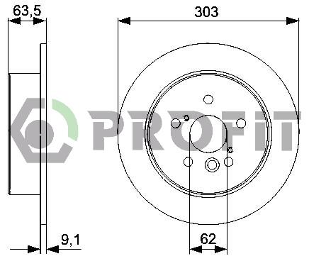 Profit 5010-1486 Rear brake disc, non-ventilated 50101486