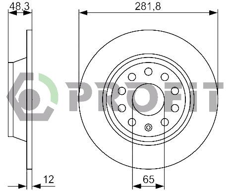 Profit 5010-1306 Rear brake disc, non-ventilated 50101306