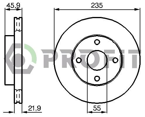 Profit 5010-1104 Front brake disc ventilated 50101104
