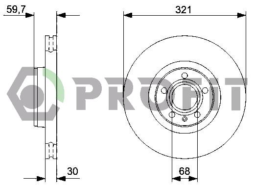 Profit 5010-1277 Front brake disc ventilated 50101277