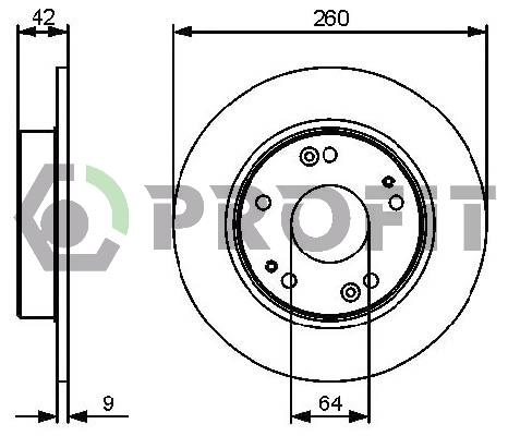 Profit 5010-1558 Rear brake disc, non-ventilated 50101558