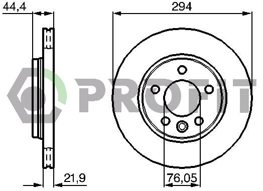 Profit 5010-1286 Rear ventilated brake disc 50101286
