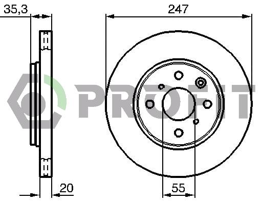 Profit 5010-1527 Front brake disc ventilated 50101527