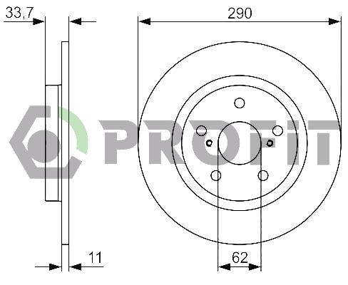 Profit 5010-1755 Rear brake disc, non-ventilated 50101755