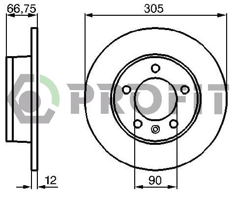 Profit 5010-1272 Rear brake disc, non-ventilated 50101272