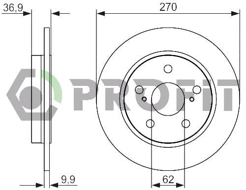 Profit 5010-1645 Rear brake disc, non-ventilated 50101645
