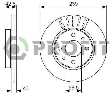 Profit 5010-1142 Front brake disc ventilated 50101142