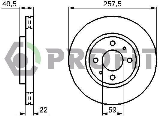Profit 5010-0762 Front brake disc ventilated 50100762