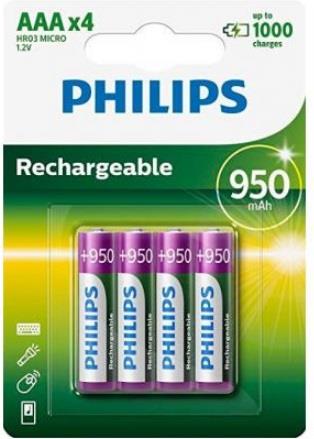 Philips R03B4A95/10 Rechargeables Battery AAA 950mAh, 4 pcs. R03B4A9510