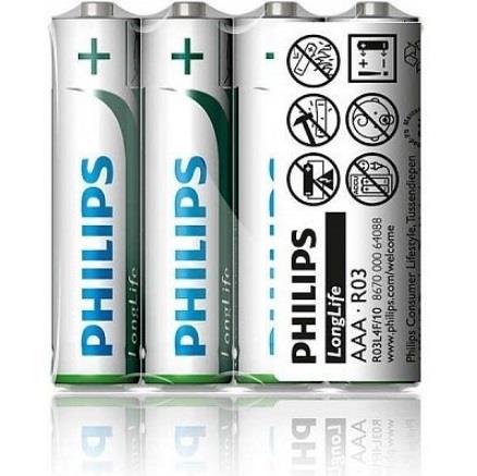 LongLife Zinc Carbon Battery AAA BLI 4 Philips R03L4F&#x2F;10