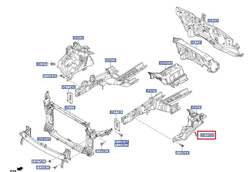 Bracket fender front left Hyundai/Kia 64515 D7000
